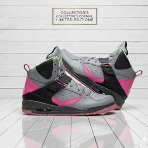 Jordan Flight 45 High GS Cool Grey Flash Lime Club Pink Size 5Y Sneakers